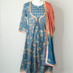 Blue Orange Fade Dupatta Set